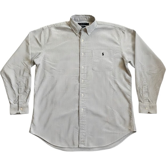 Ralph Lauren Other - Ralph Lauren Big Shirt Mens Large Blue White Striped Cotton Button Down Pocket